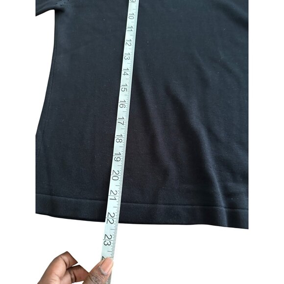 Womens Black Silk & Cotton Turtleneck Sweater Size P/L Fall Layering Piece - Picture 5 of 6